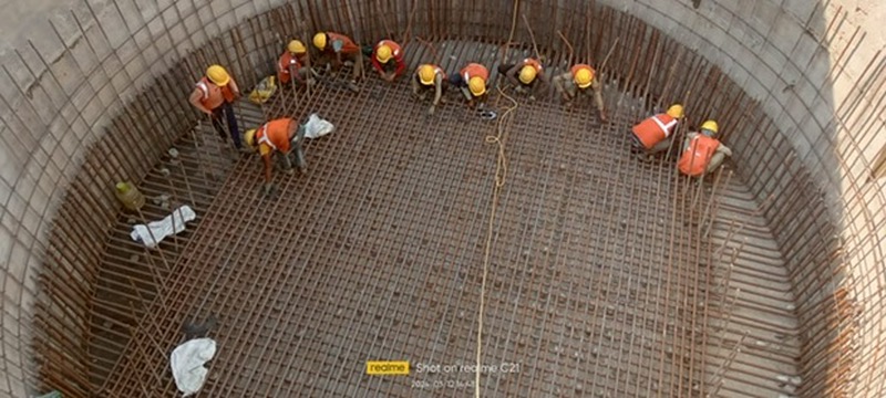Well construction with rebar work